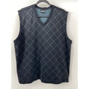Nike Golf Vest Mens XL Black Argyle Preppy Performance Layer Lightweight